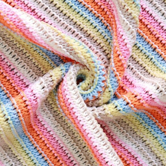 Casual Women's Short-Sleeved Open Button Down Striped sweater, top & skirt set - Picture 7 of 7